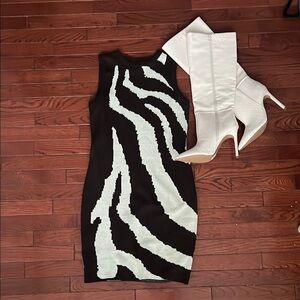 🎀 Black and White Bodycon Mini Dress for Night Out